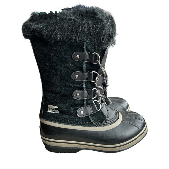 Sorel Boots Womens 5 Black Joan of Arctic Winter Boot Faux Fur Lace Up Snow Boot - Picture 1 of 11